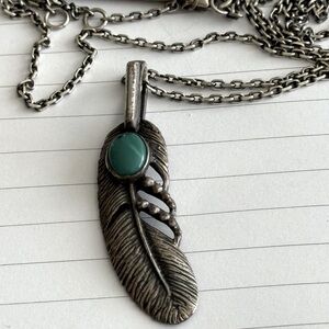 ❌SOLD❌ Buck Palmer Turquoise Feather Necklace LONG CHAIN great for layering